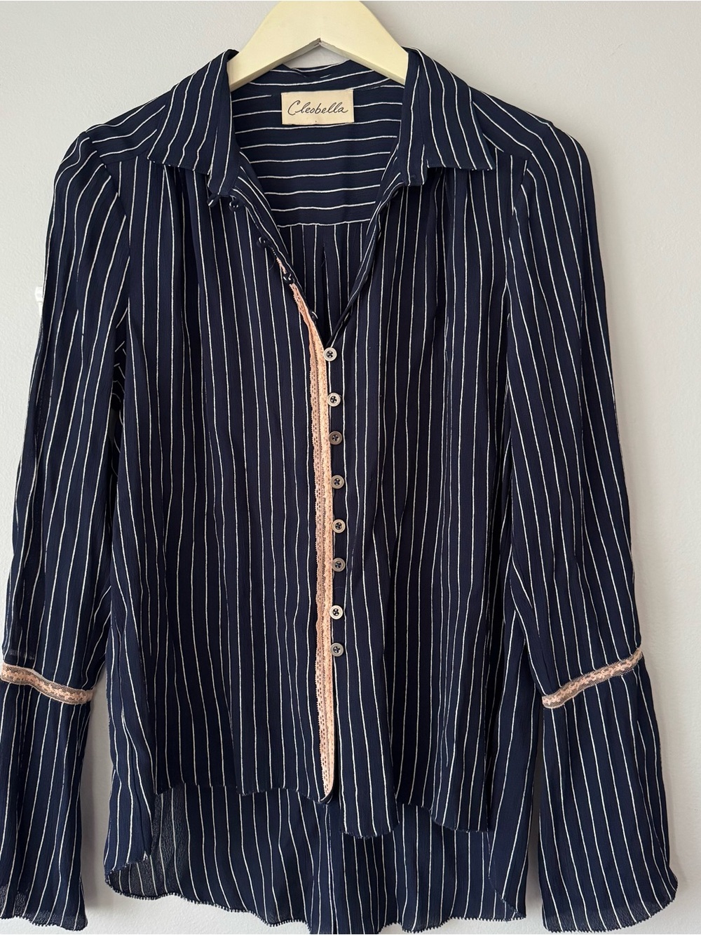 Cleobella Navy Striped Button-Down Shirt